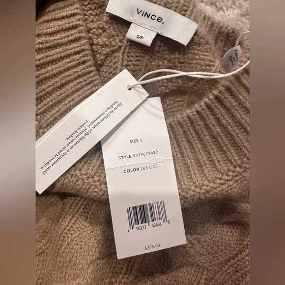 ๐ Vince Twisted Cable Wool & Cashmere-Blend Sweater Brown Small - Picture 6 of 6